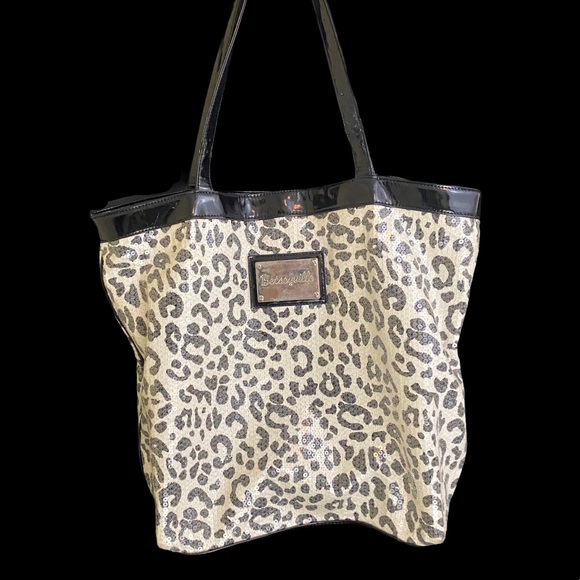 Betsey Johnson Handbags - Rare Betsey Johnson Leopard sequin tote set